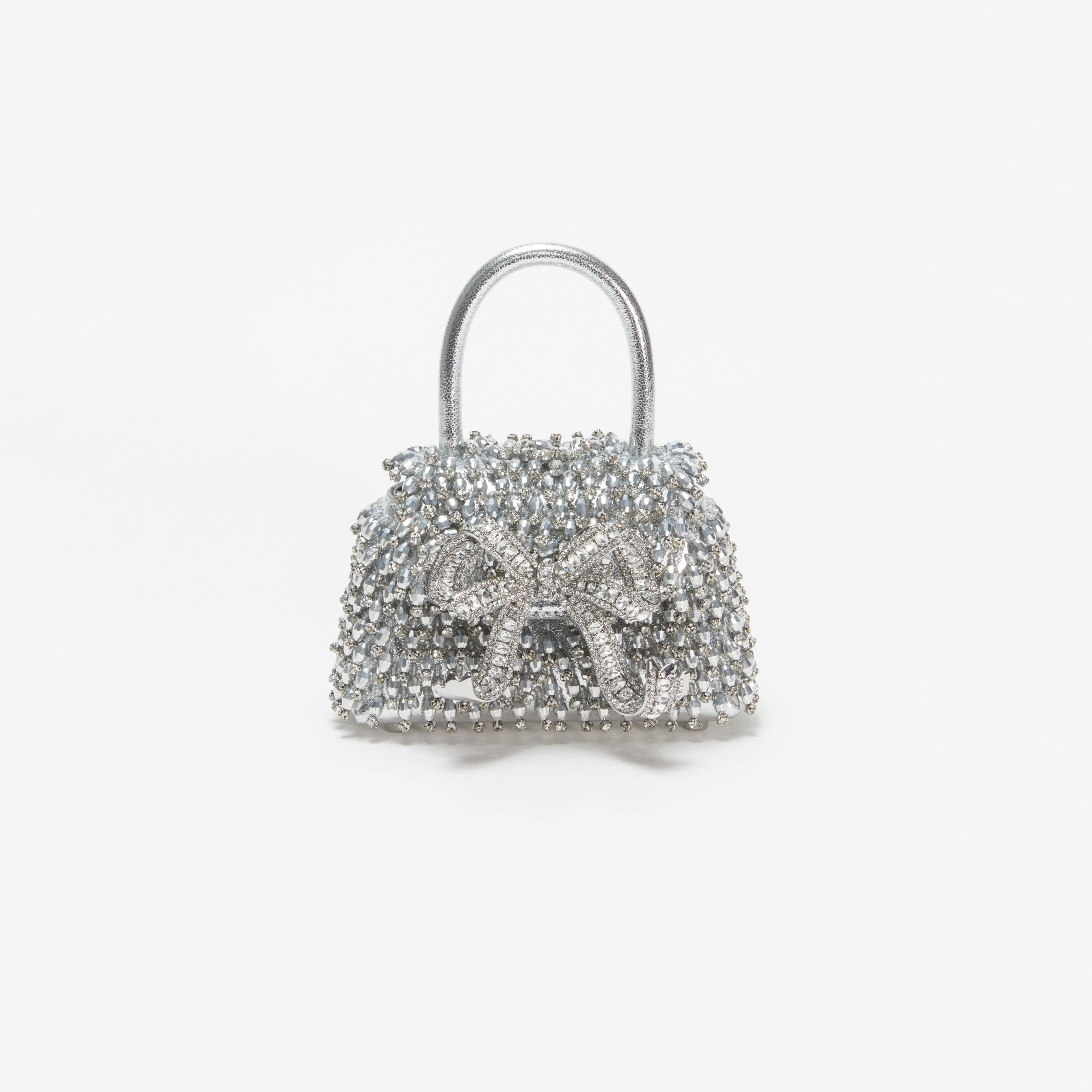 Silver Embellished Micro Bow Bag
