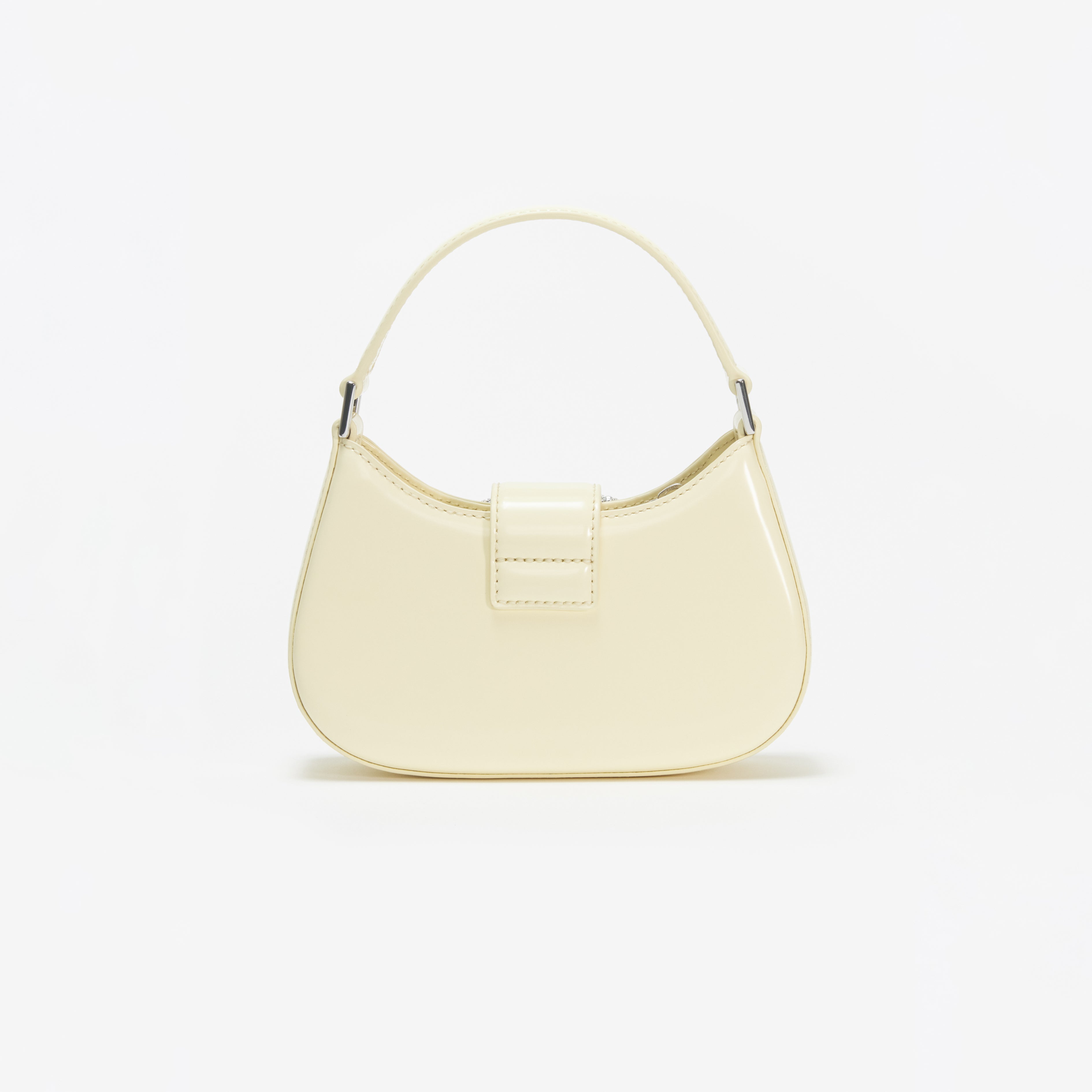 노란색 가죽 초승달 리본 가방