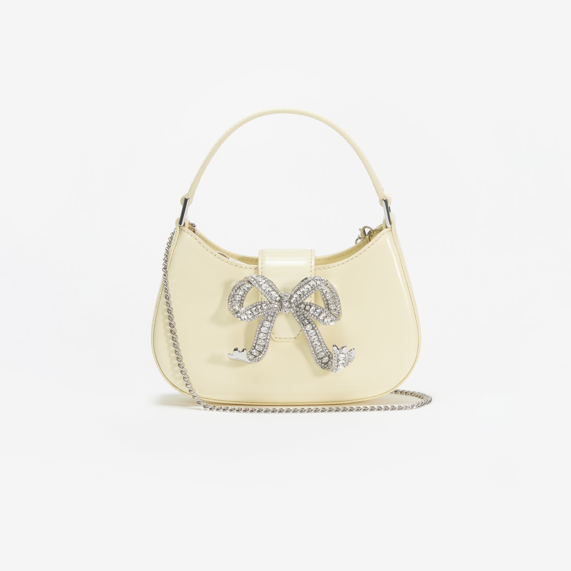 Yellow Leather Crescent Bow Bag