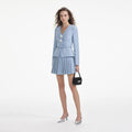 Blue Sequin Boucle Mini Jacket Dress