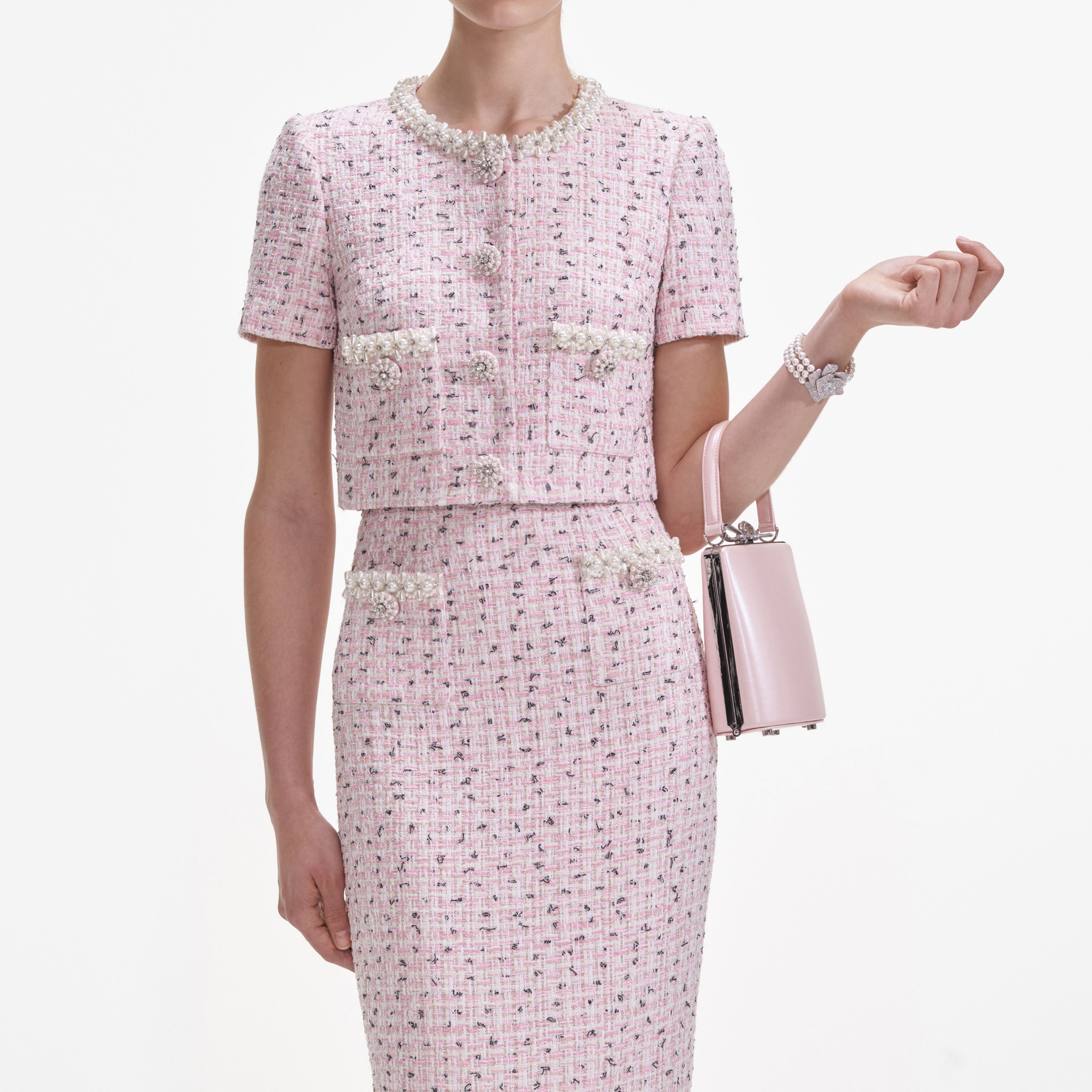 핑크 부클 펄 탑