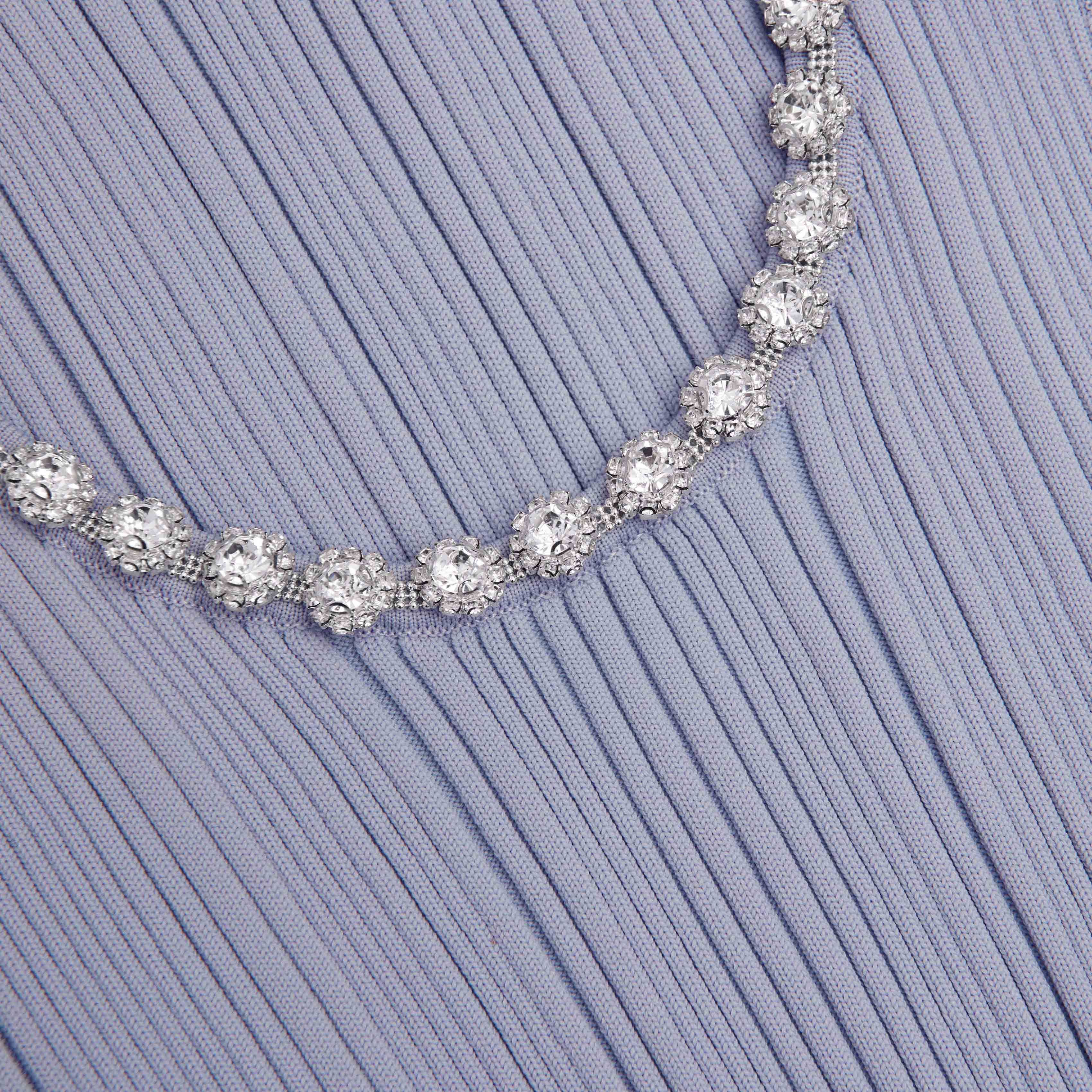 블루 리브 니트 디아만테 미디 드레스