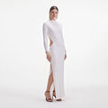 White Jersey Gathered Midi Dress