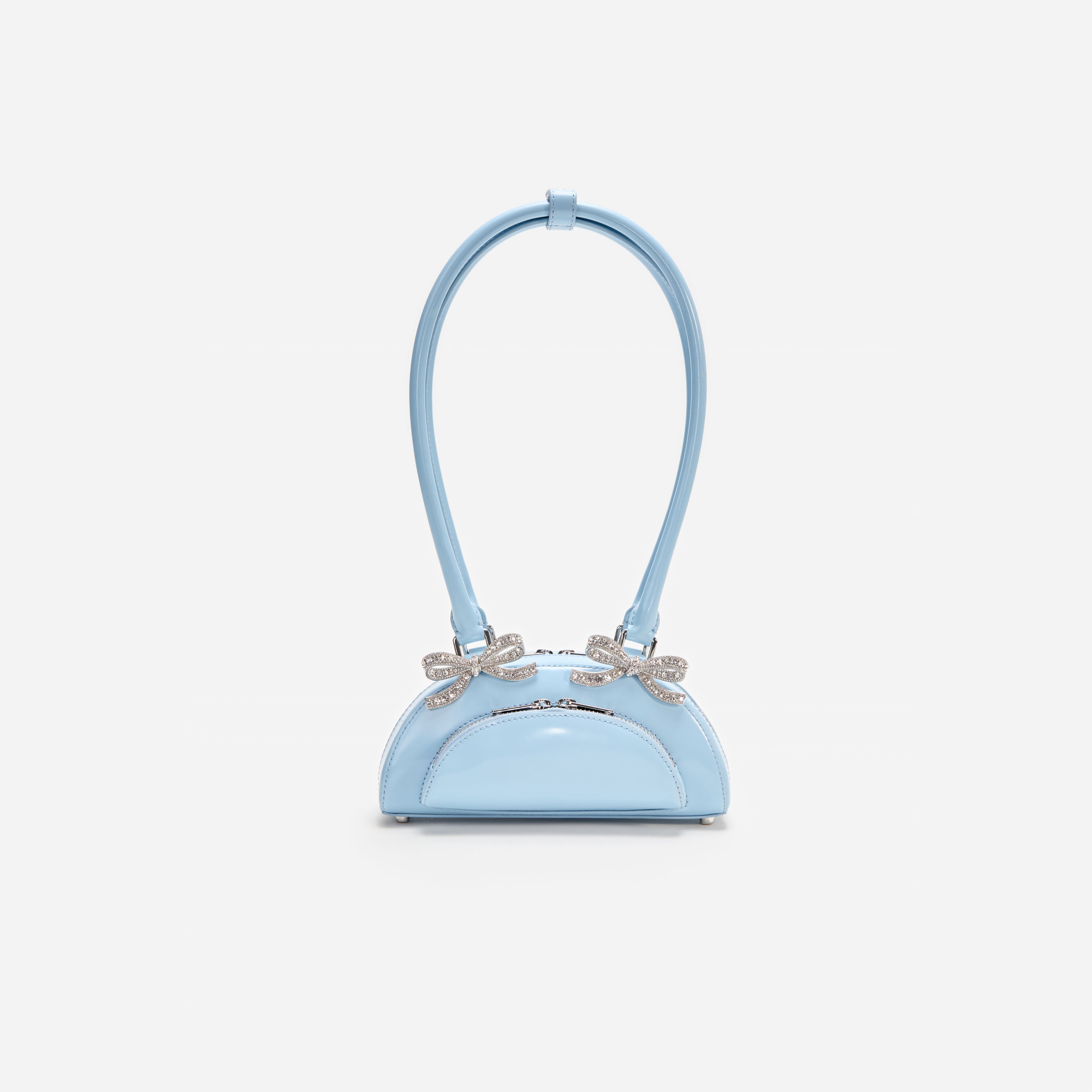 Blue Leather Curved Mini Shoulder Bag – self-portrait