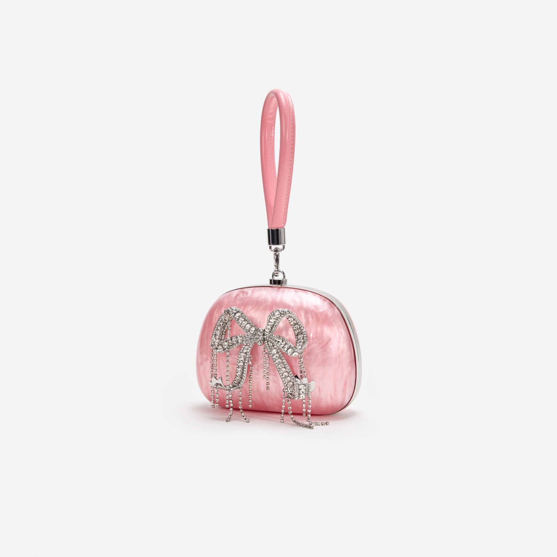 A photo of the Pink Pearl Top Handle Clutch Bag