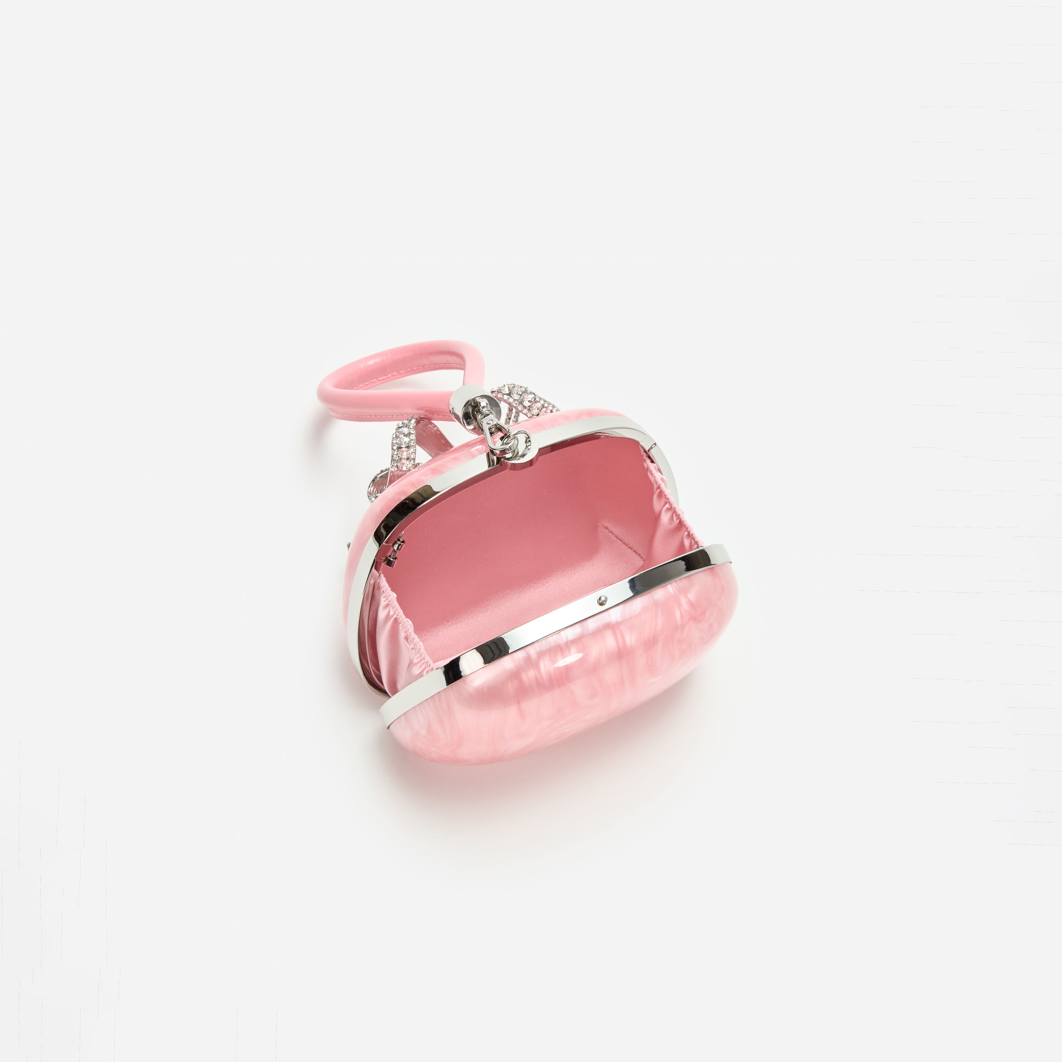 핑크 펄 탑 핸들 클러치 백