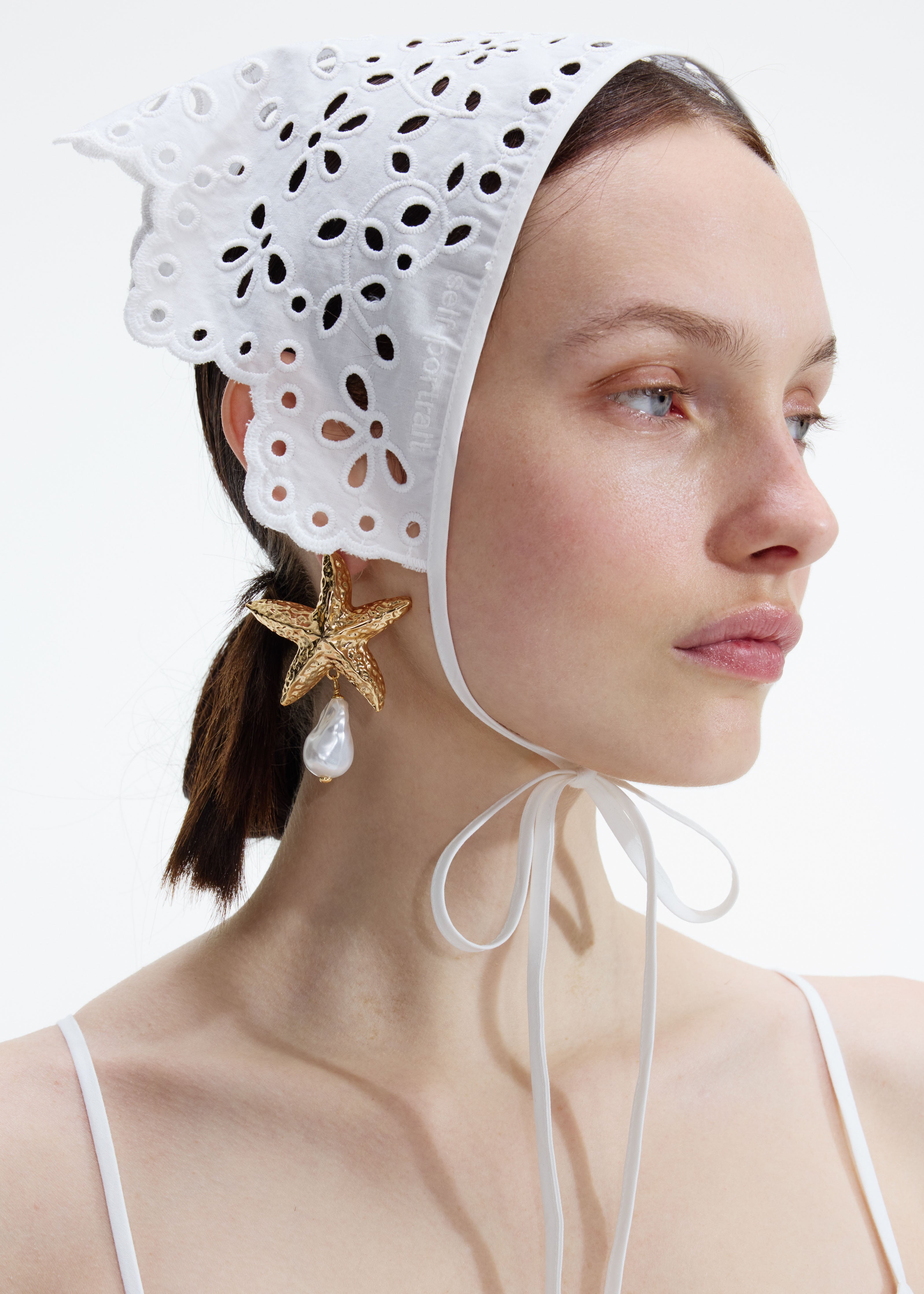 얼룩덜룩한 금색 불가사리 진주 귀걸이