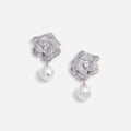 Crystal Flower Pearl Earrings