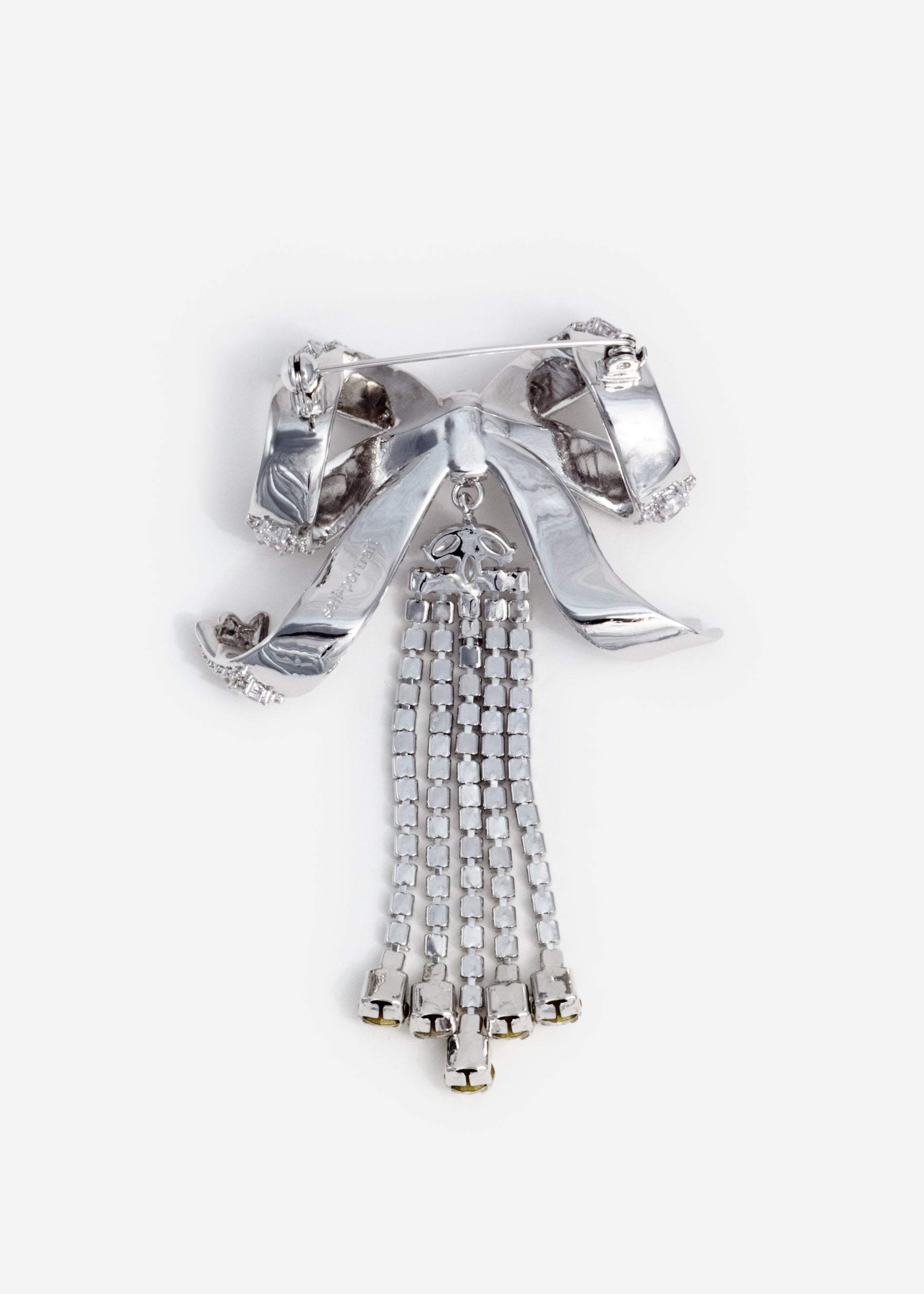 크리스탈 보우 드롭릿 브로치