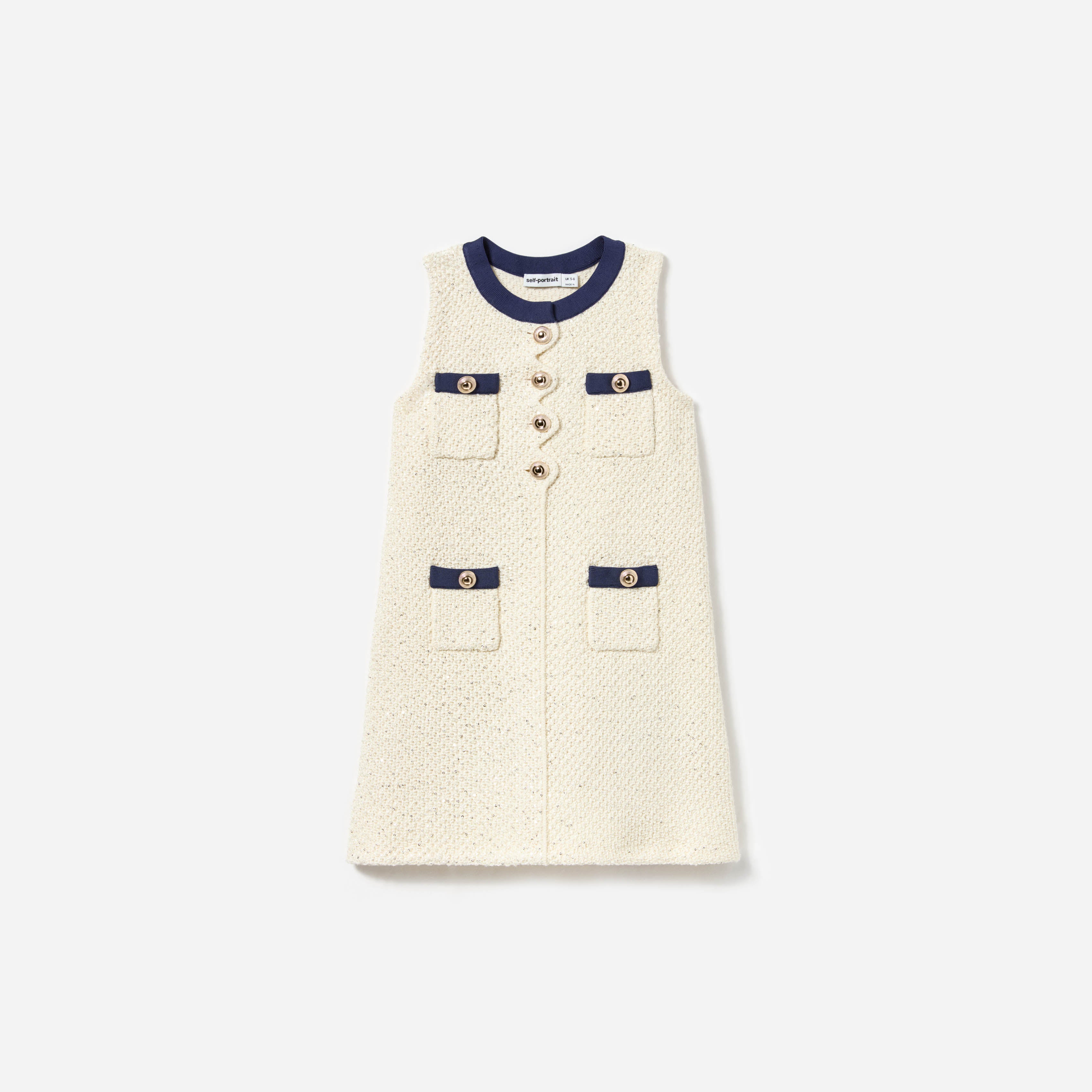 크림색 스팽글 니트 드레스