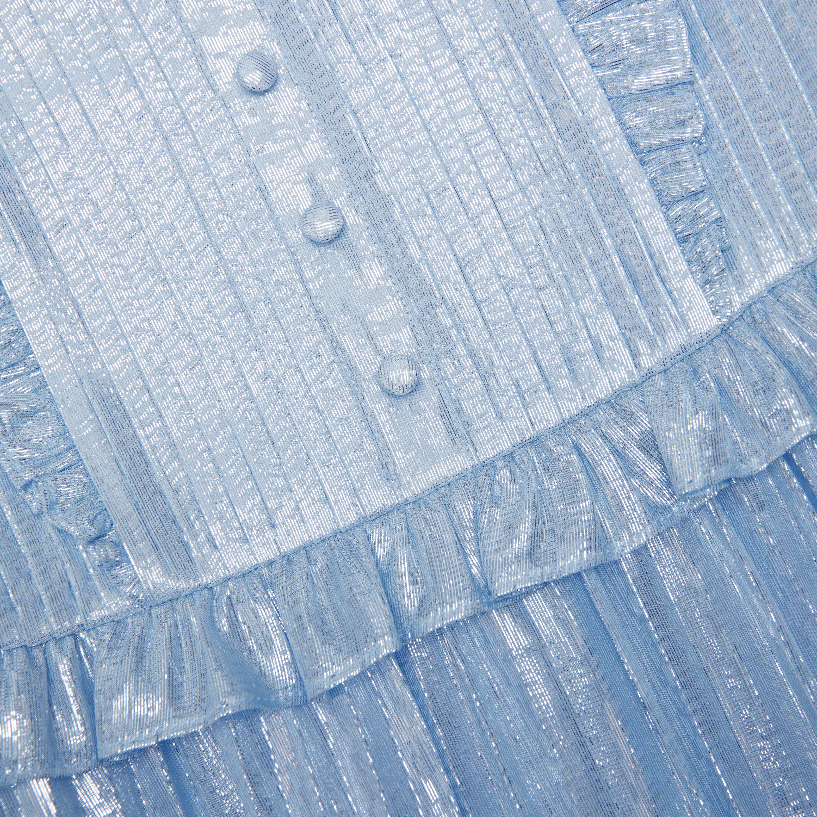 블루 메탈릭 러플 드레스