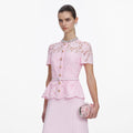 Pink Satin Floral Crystal Clutch