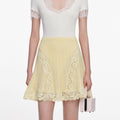 Yellow Pointelle Knit Mini Skirt