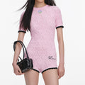 Pink Pointelle Knit Playsuit