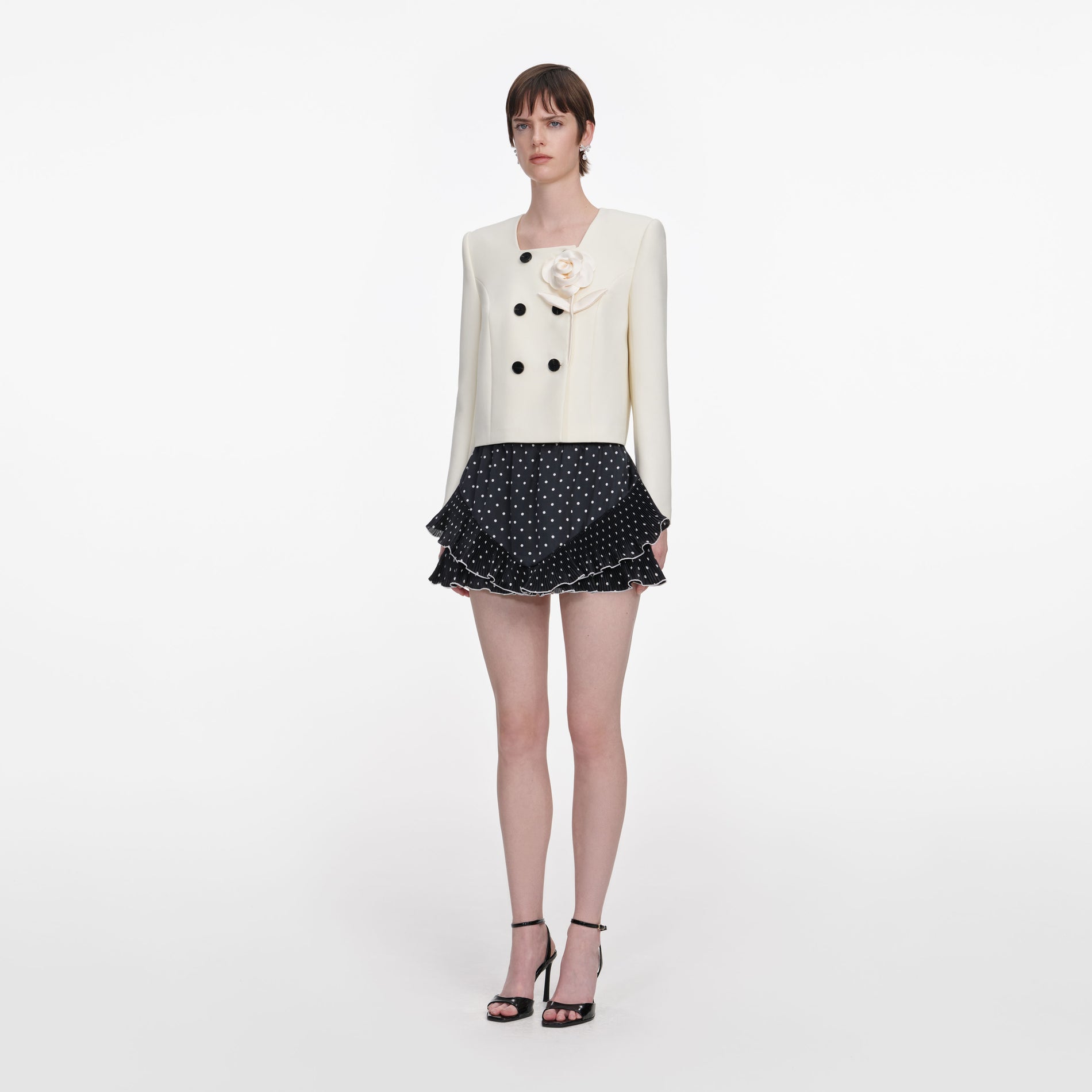 Cream 3D Flower Jacket