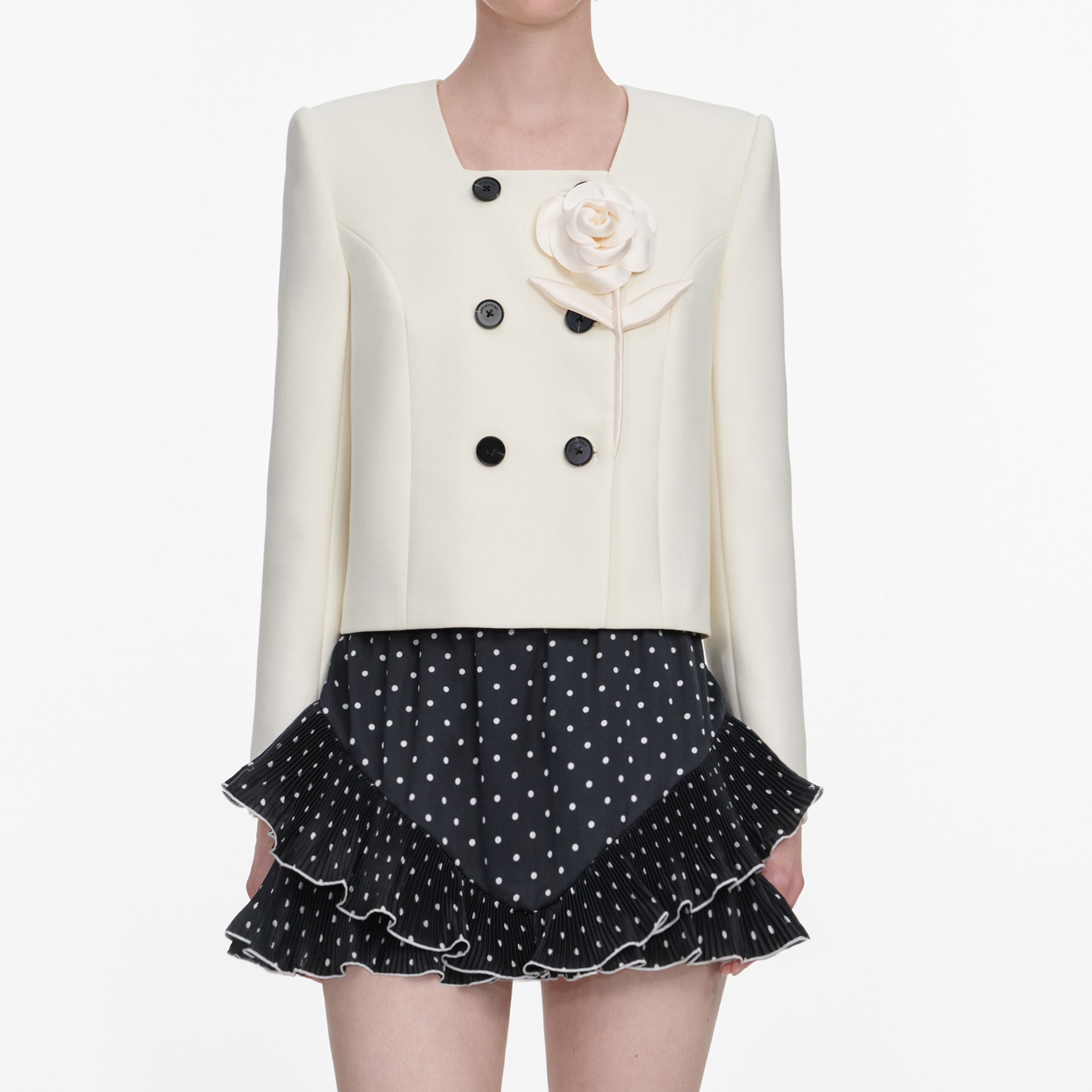 Cream 3D Flower Jacket