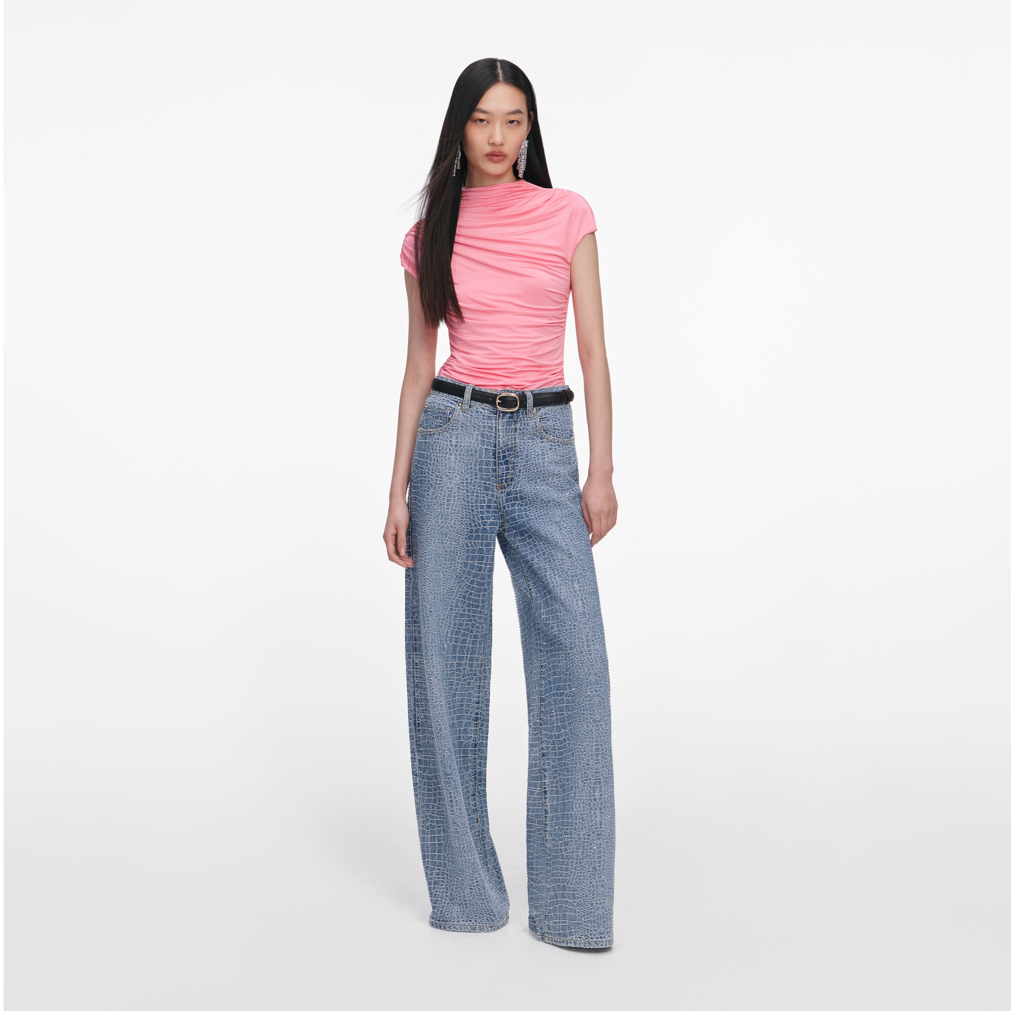 Pink Jersey Gathered Top