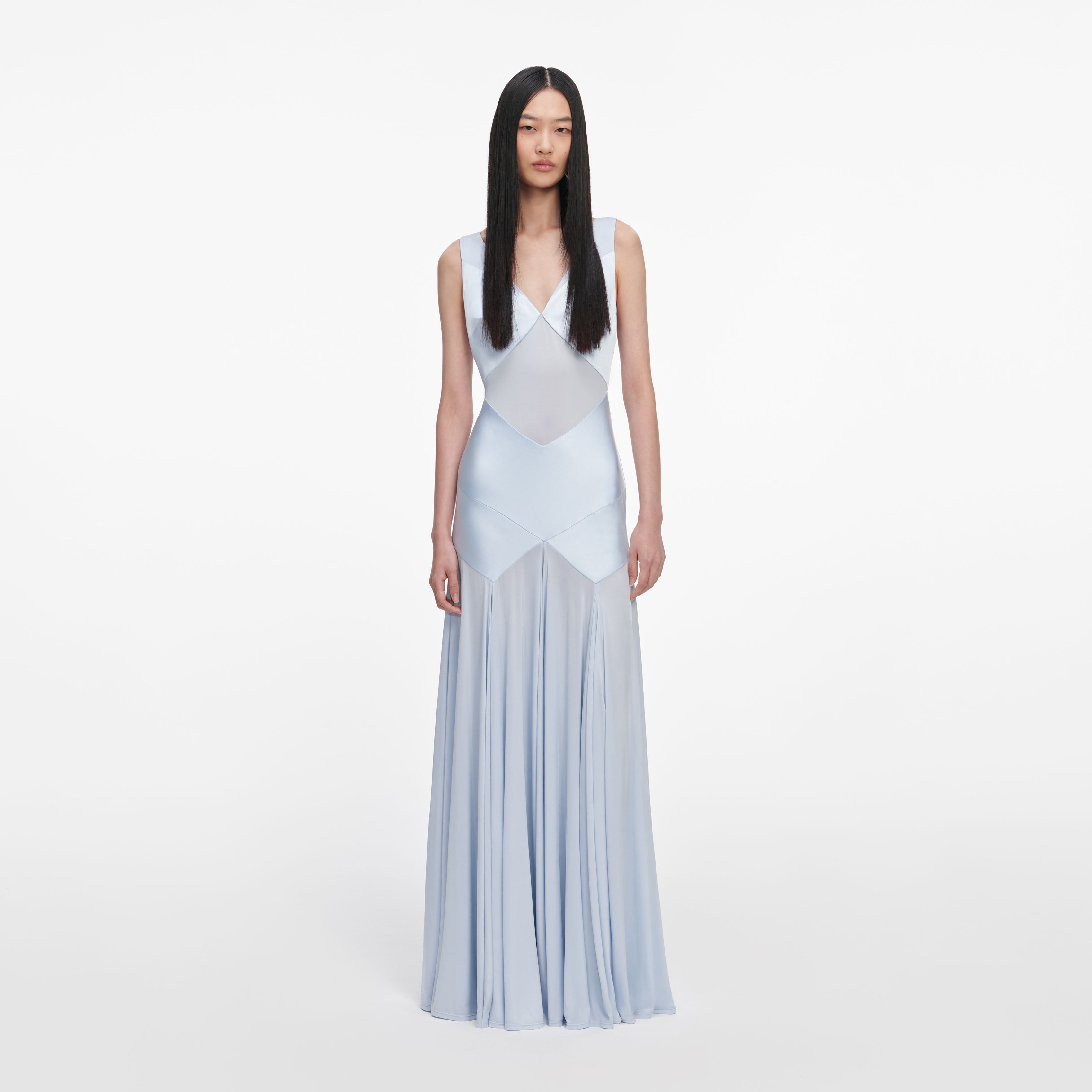 Blue Satin Jersey Maxi Dress  self-portrait