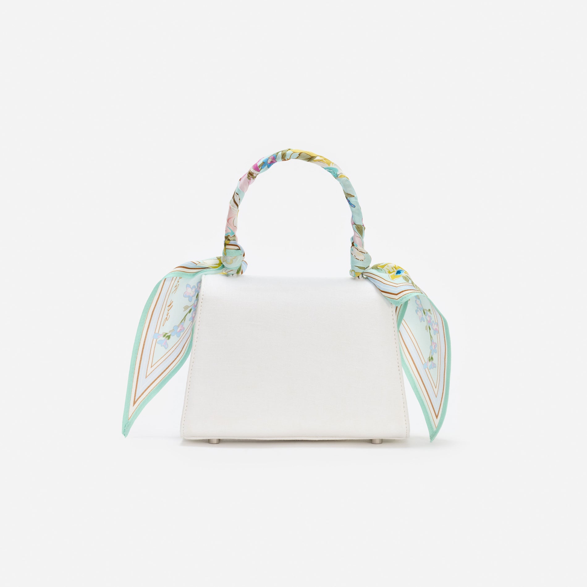 Cream Linen Mint Floral Mini Bag