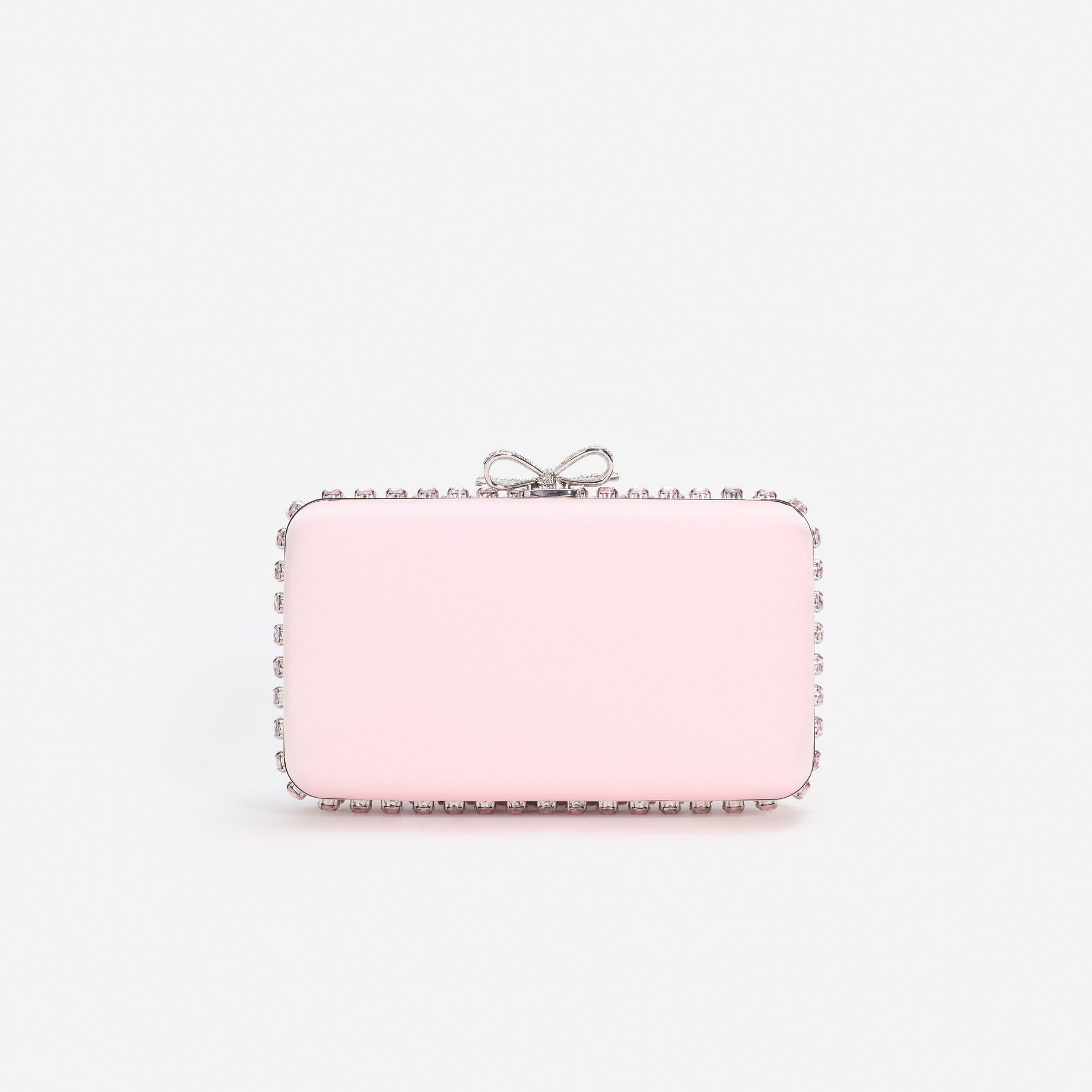 Pink Satin Crystal Clutch Bag