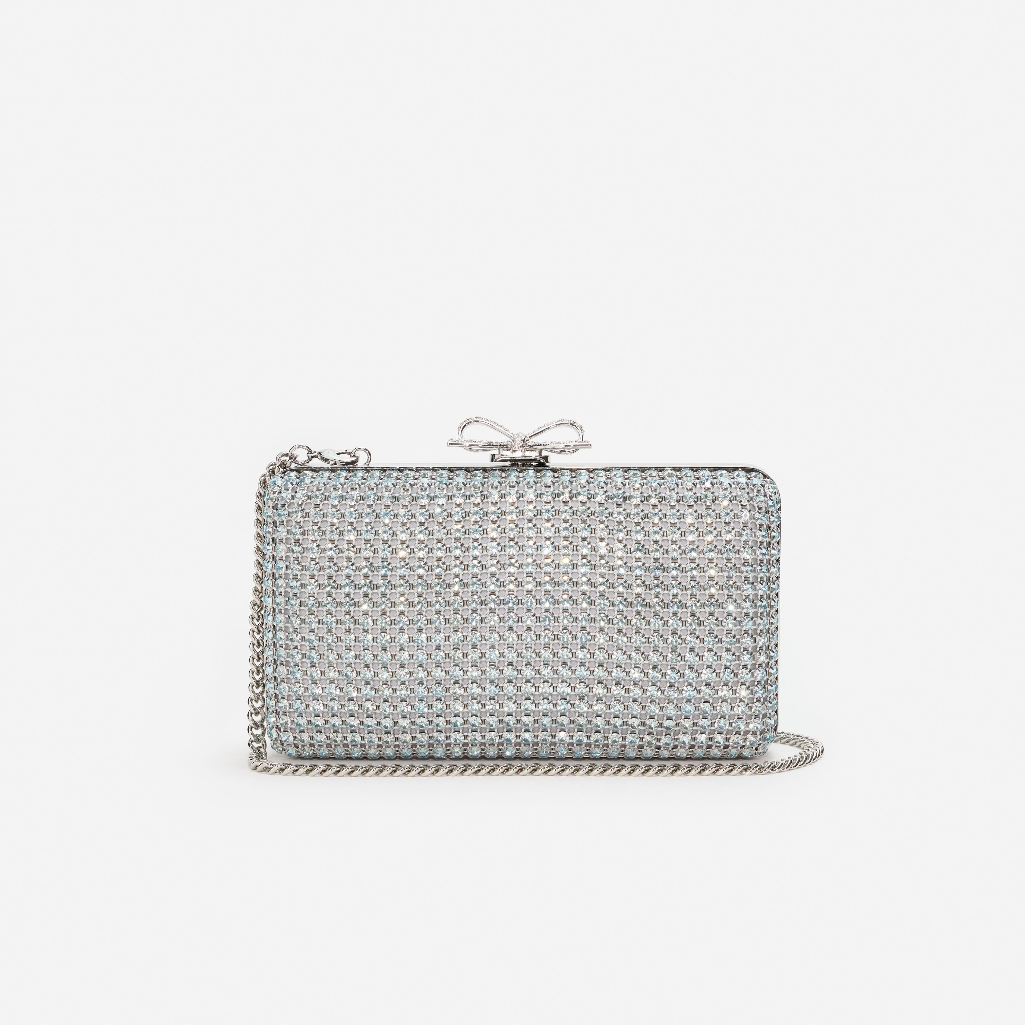 Blue Crystal Chainmail Clutch Bag