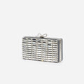 Grey Satin Crystal Clutch Bag