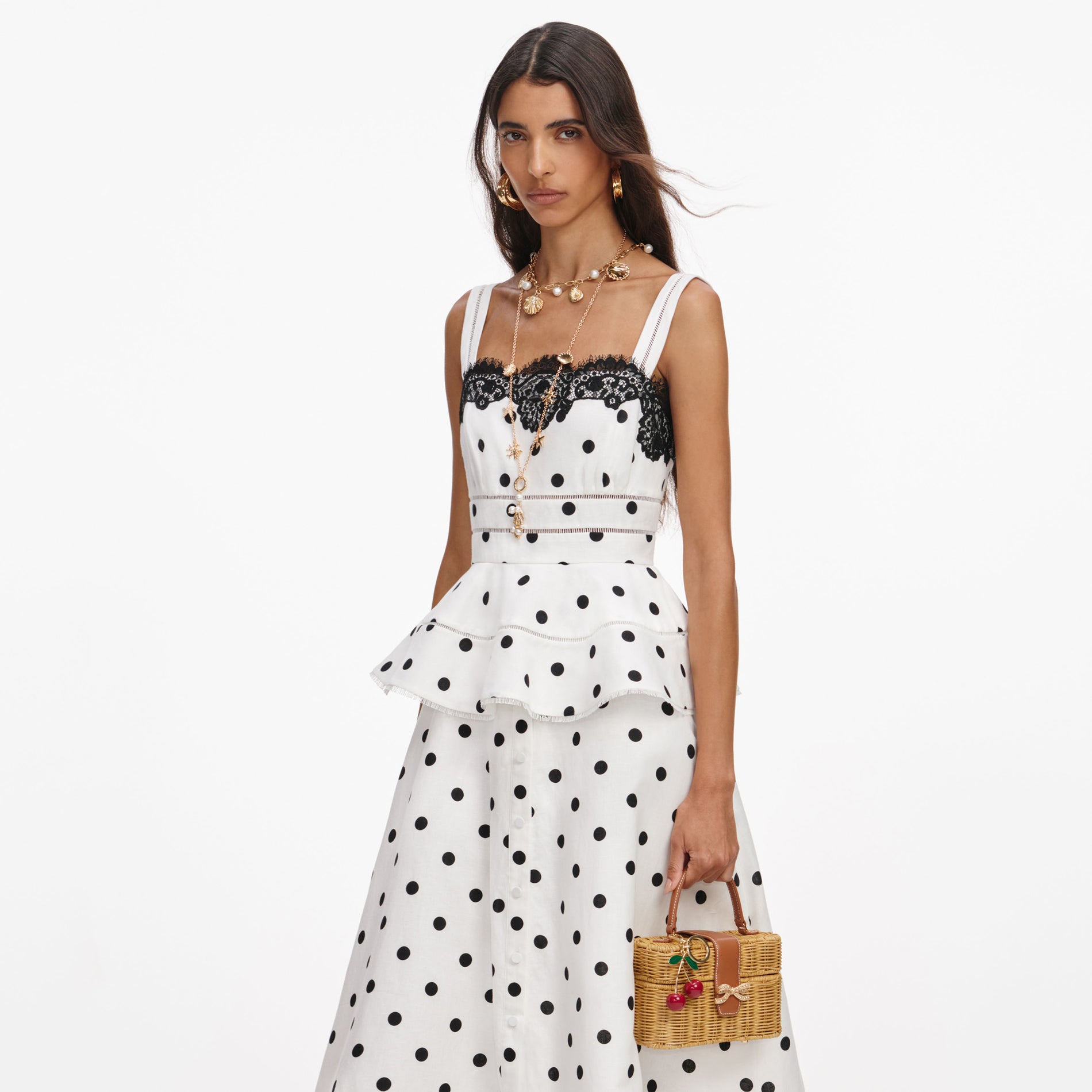 Rattan Cherry Charm Mini Basket Bag