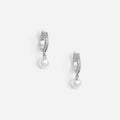 Crystal Pearl Drop Hoop Earrings