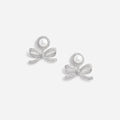 Silver Pearl Bow Drop Earrings