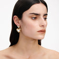Gold Crystal Heart Tiered Earrings