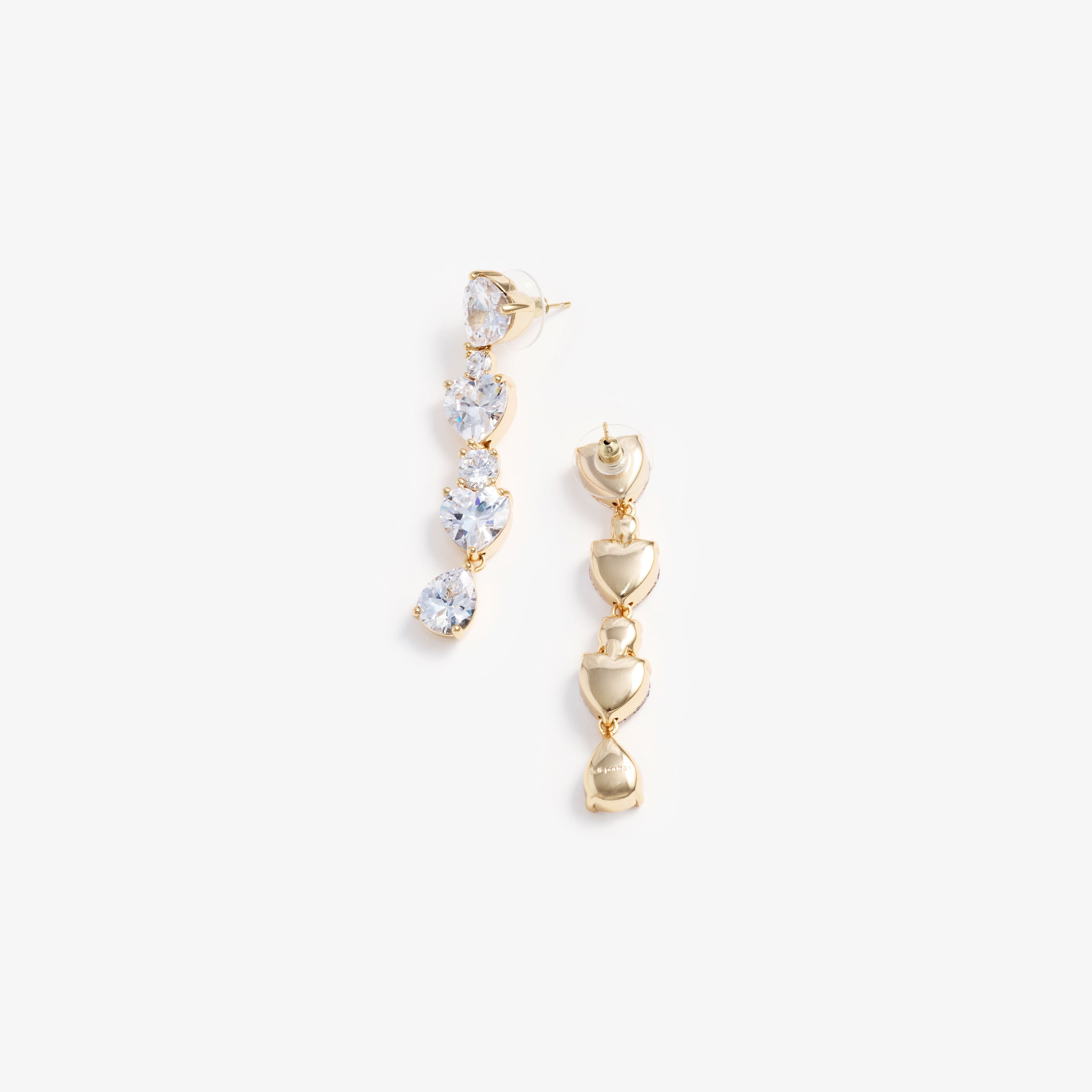 Gold Heart Crystal Tiered Earrings