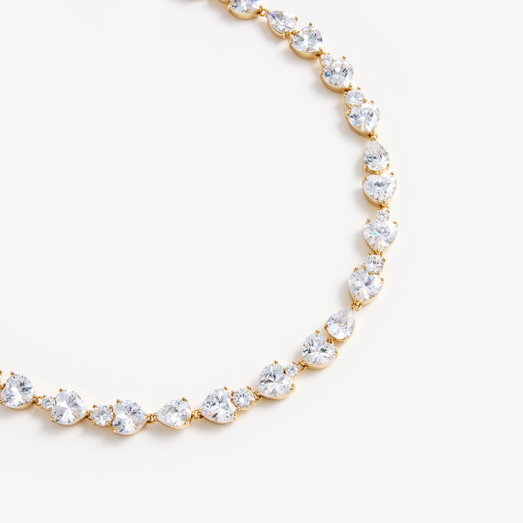 Gold Heart Crystal Necklace
