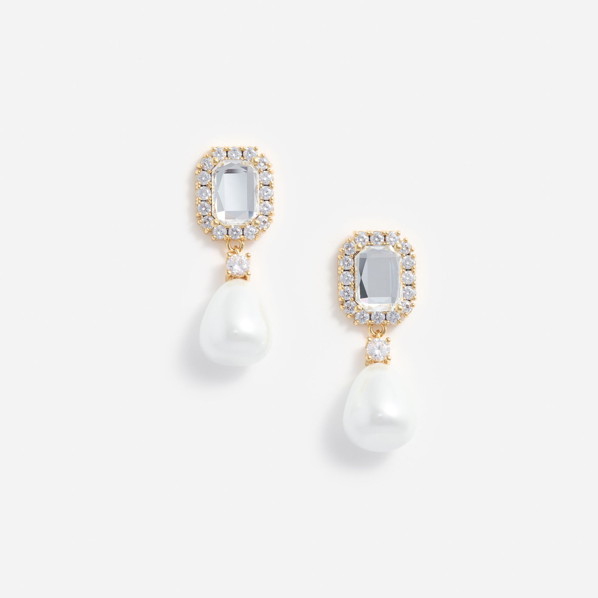 Crystal Embellished Pearl Drop Earrings