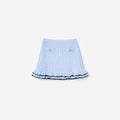 Blue Frill Trim Knit Skirt