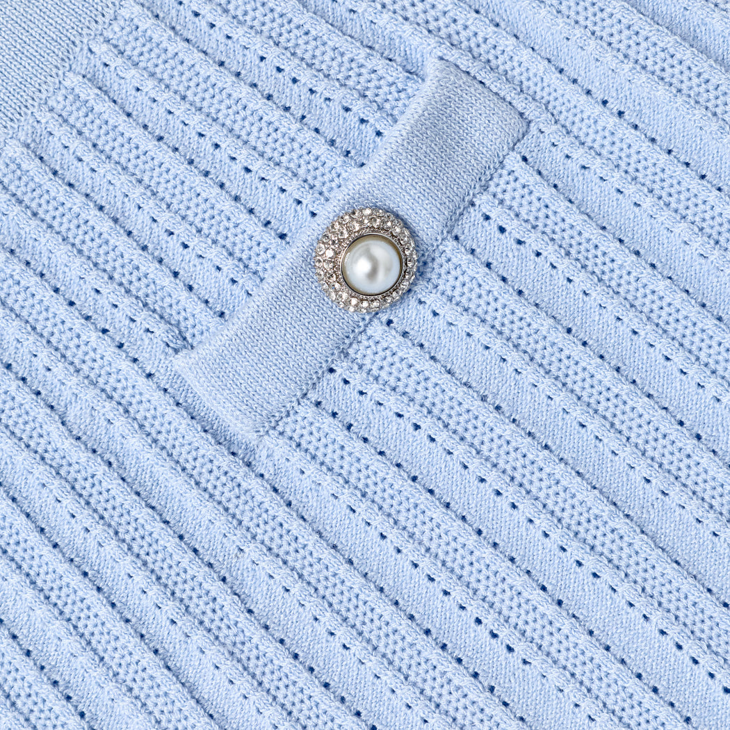 Blue Frill Trim Knit Skirt