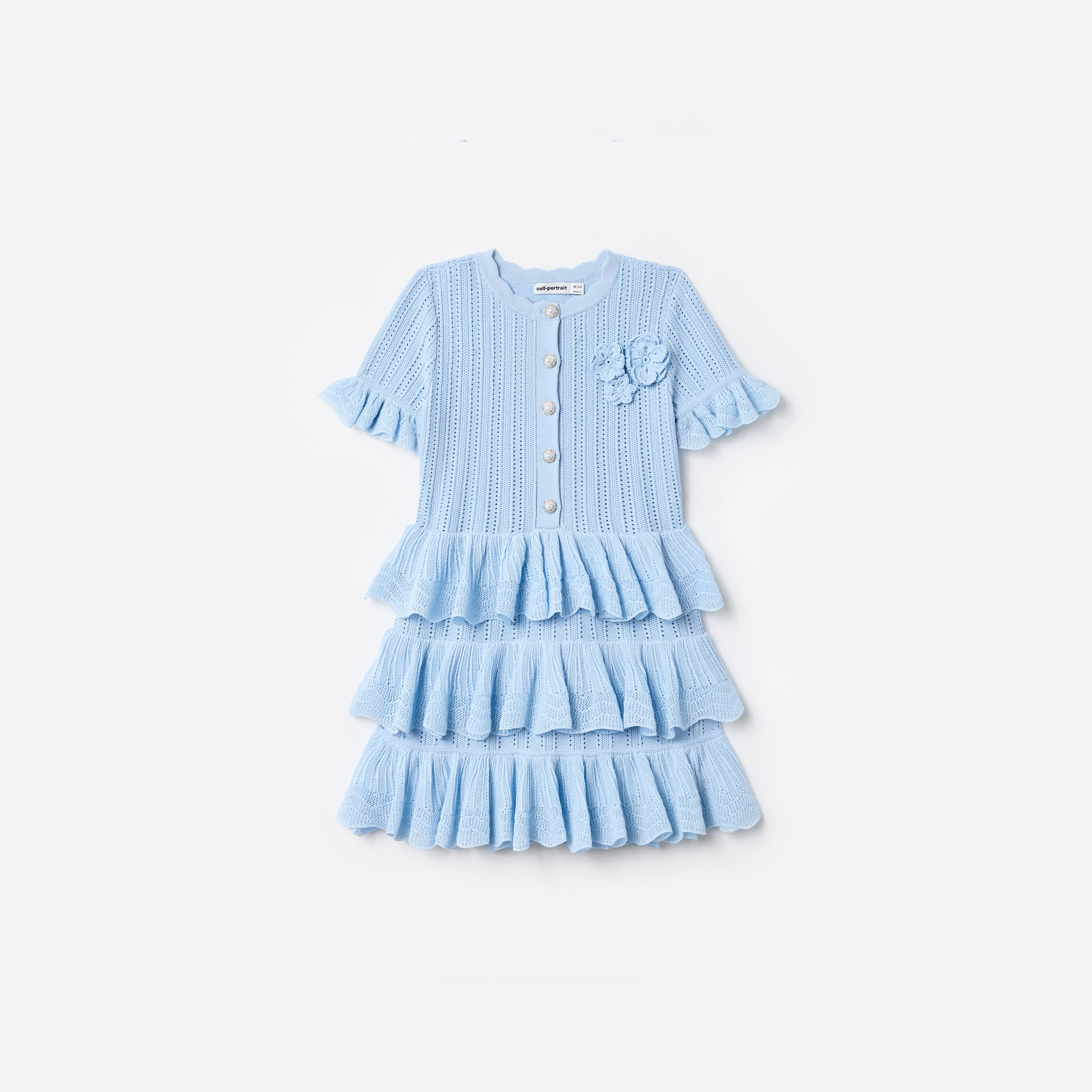 Blue Tiered Knit Dress  self-portrait