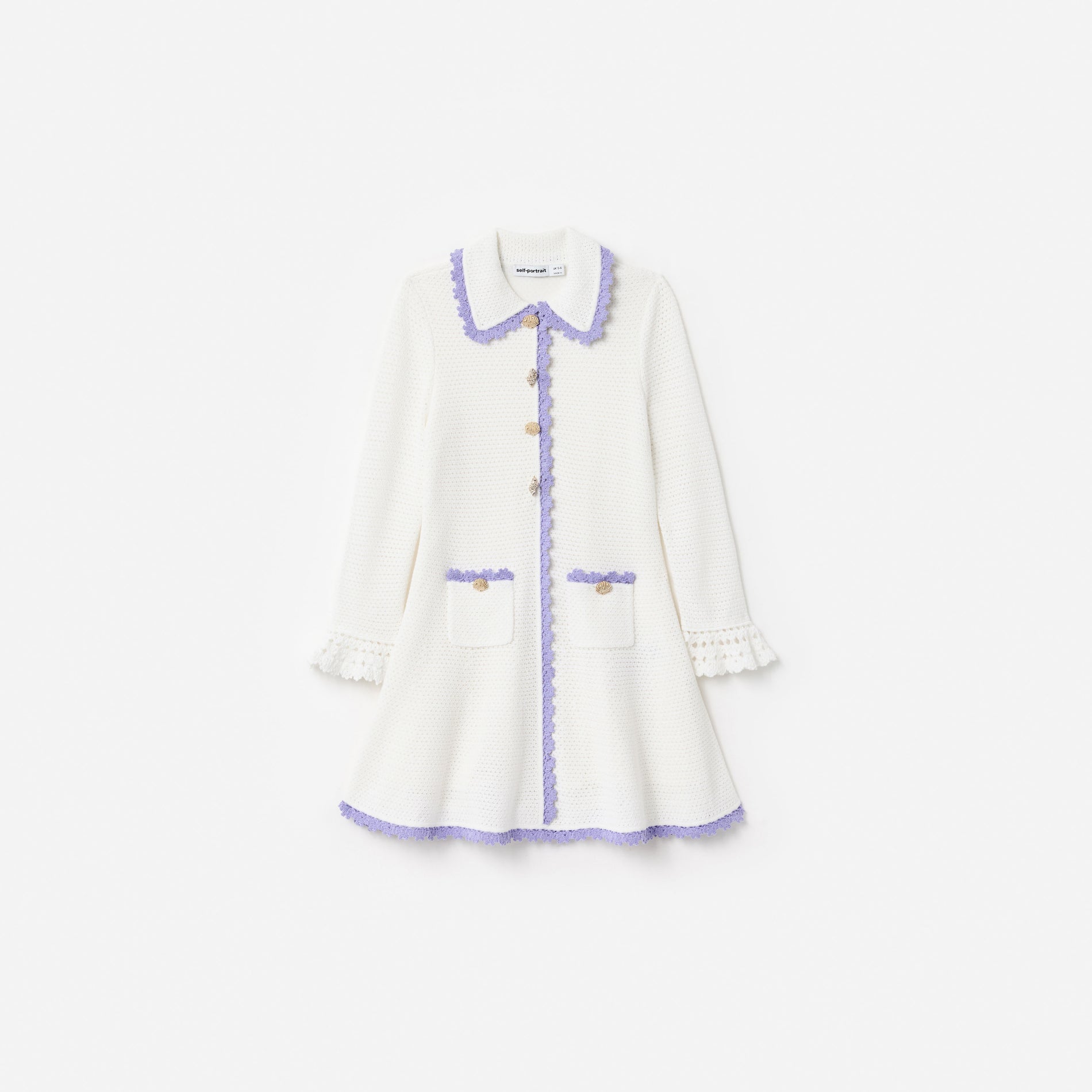 Cream Contrast Trim Pointelle Knit Dress