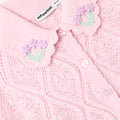 Pink Flower Embroidered Knit Top