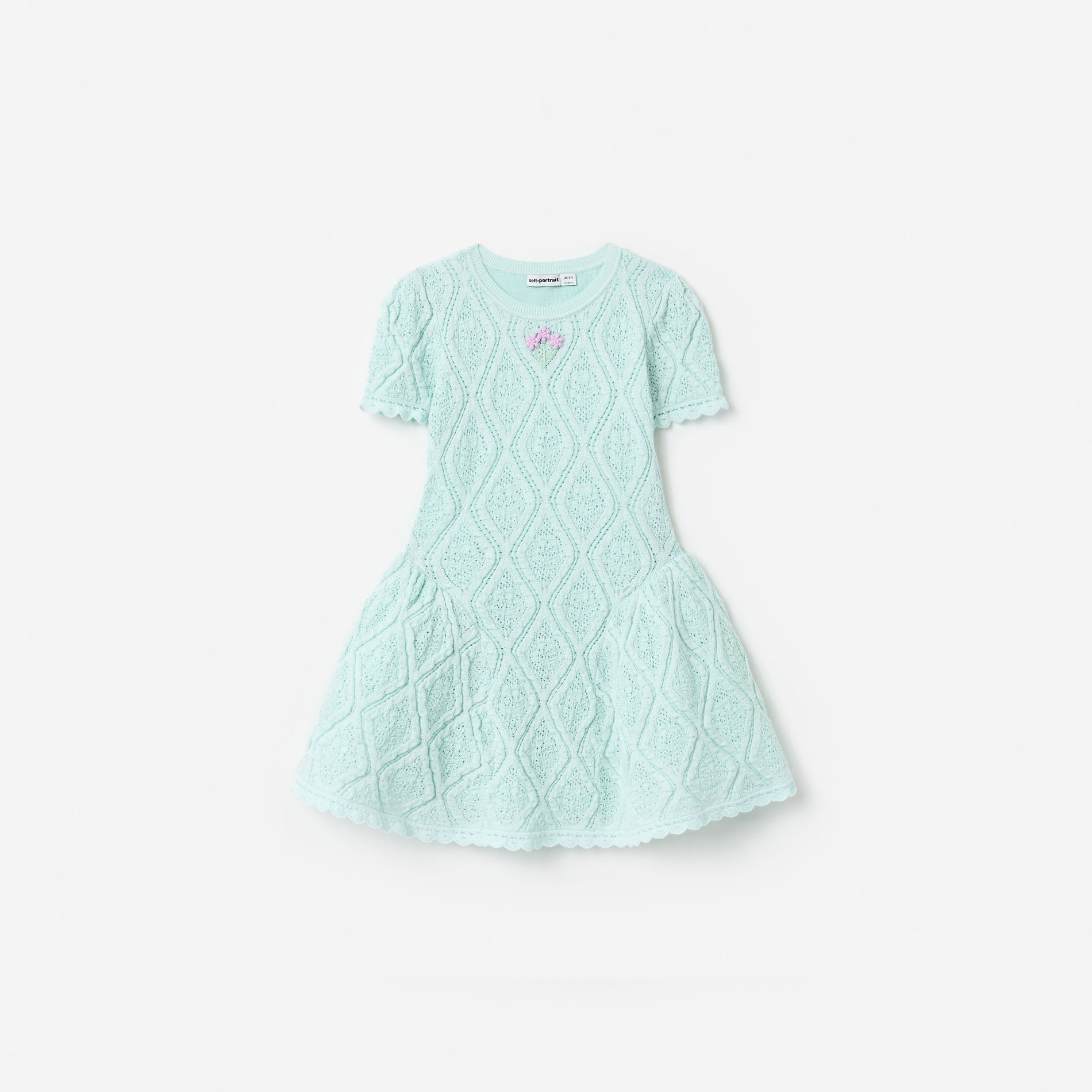 Mint Flower Embroidered Knit Dress