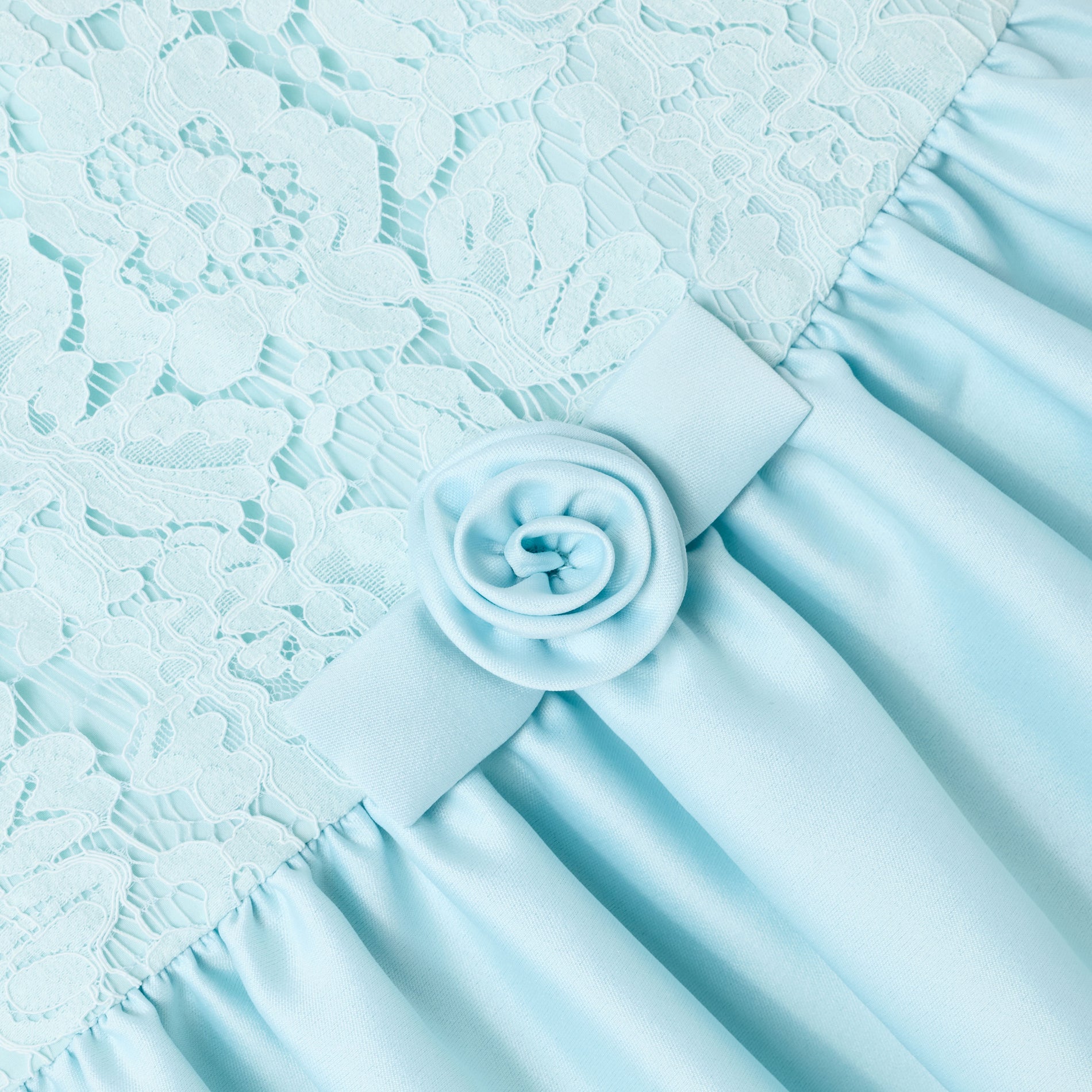 Aqua Taffeta Lace Bow Dress