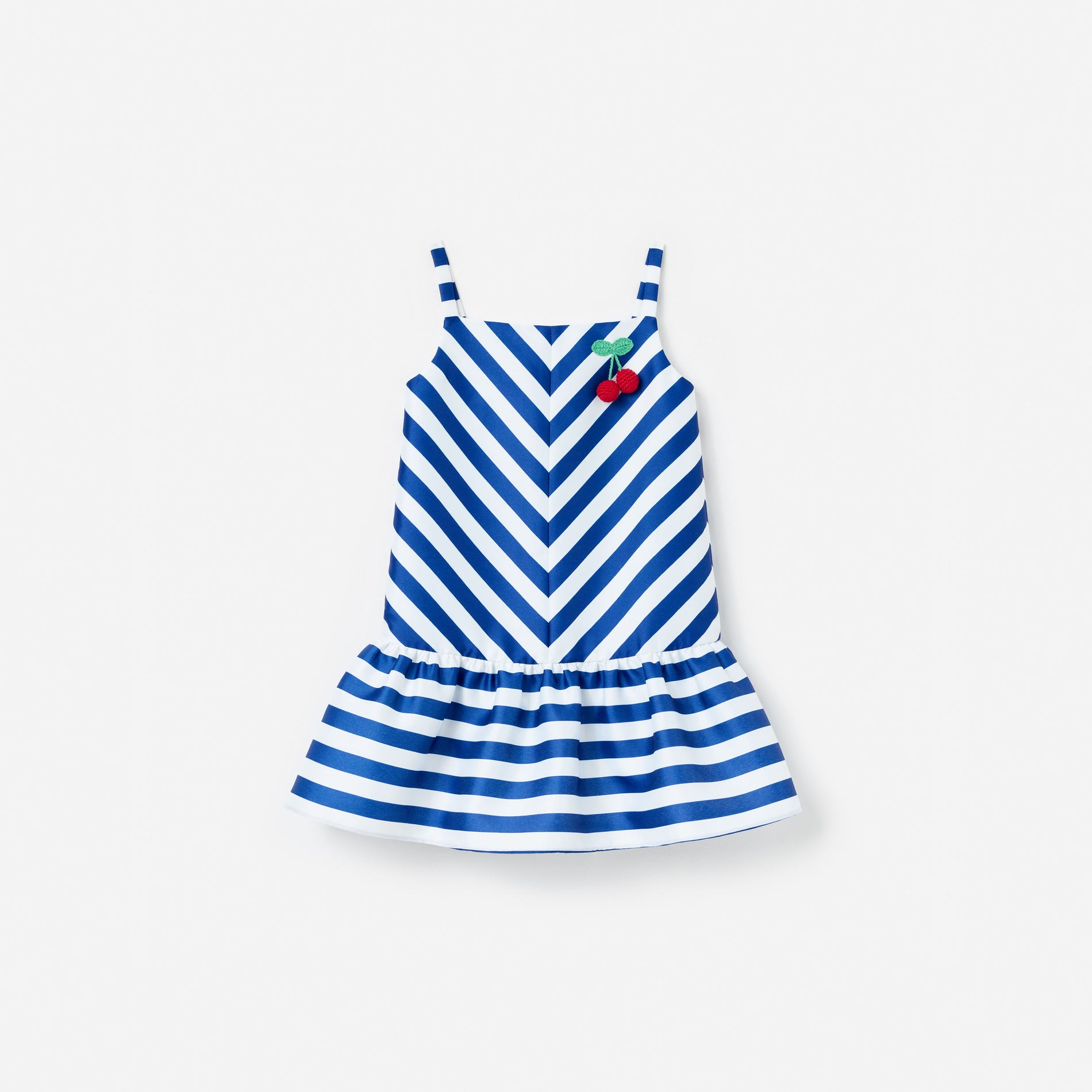 Navy Stripe Cherry Motif Dress