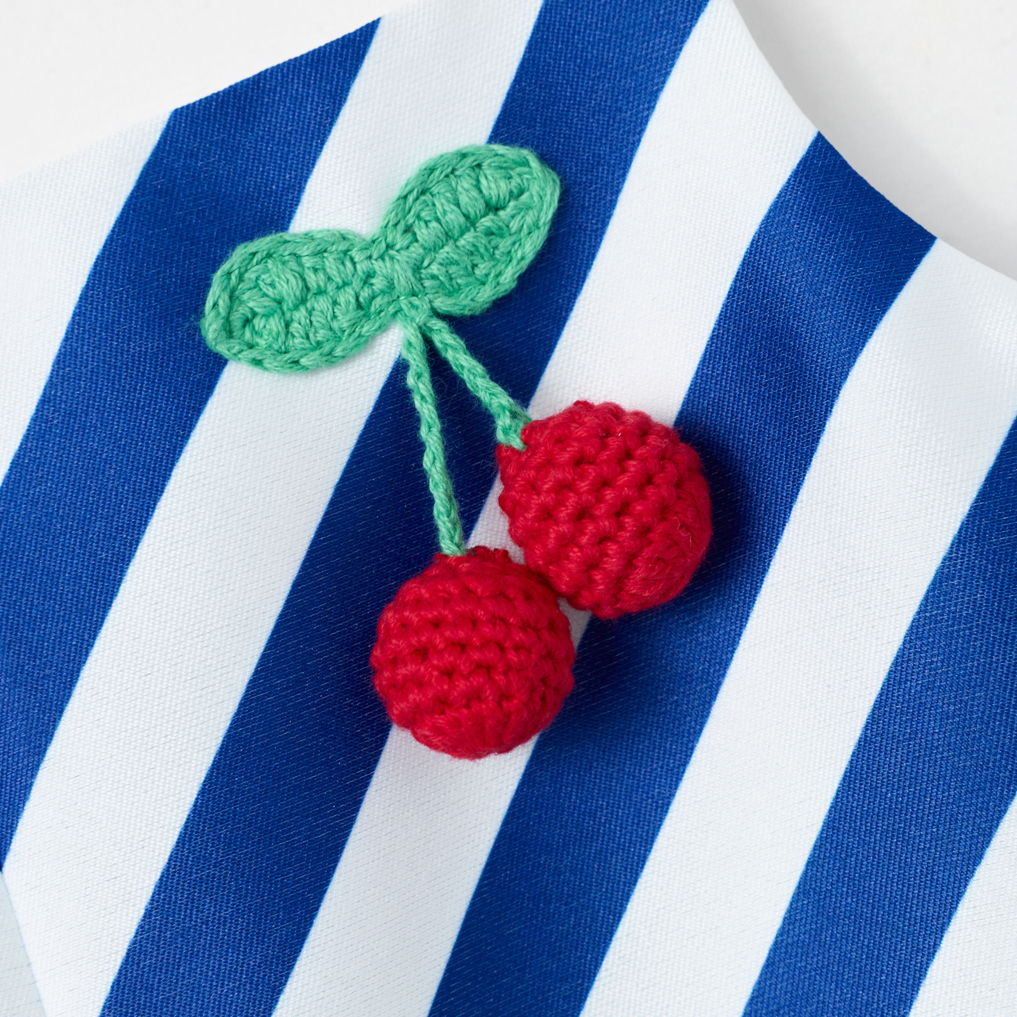 Navy Stripe Cherry Motif Dress