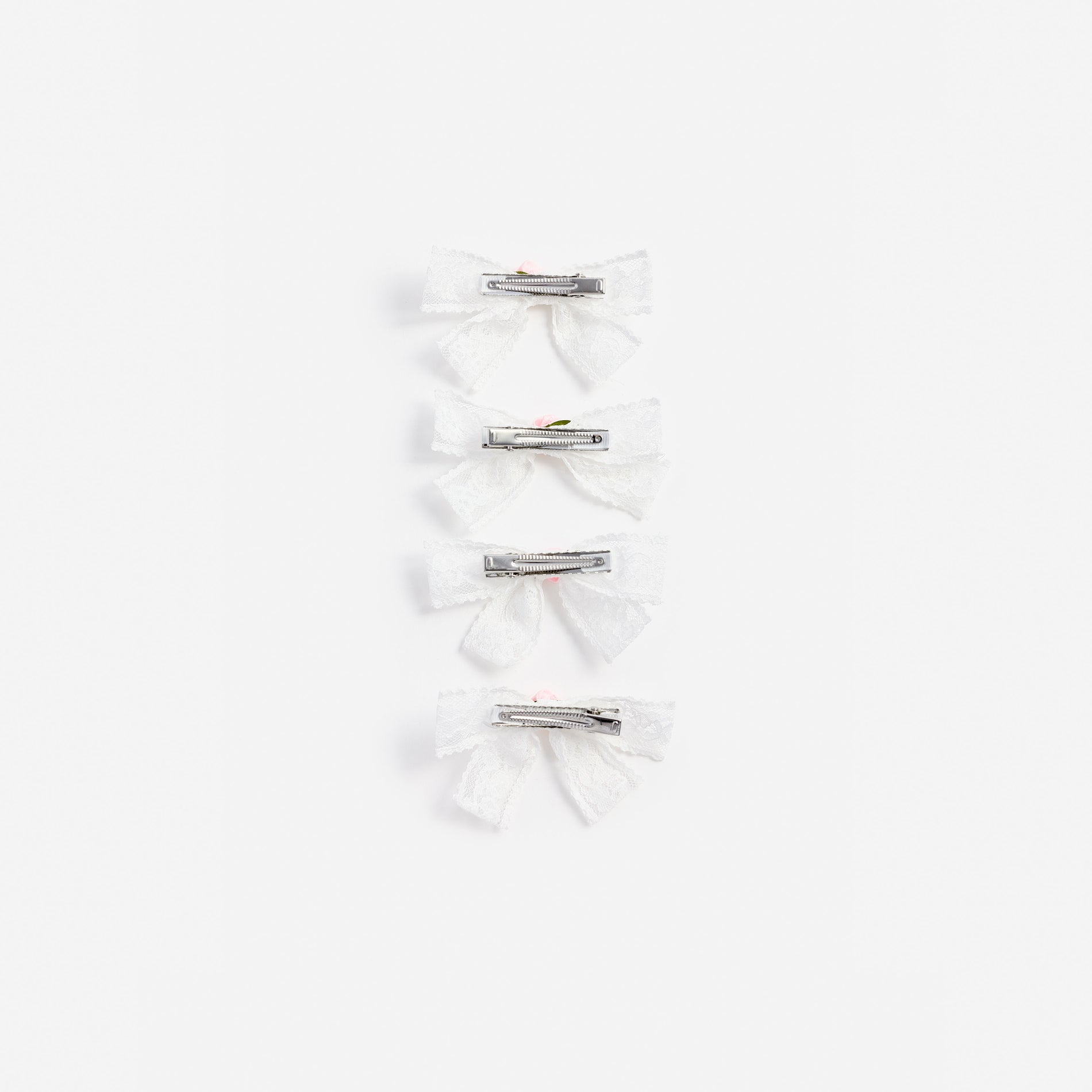 Cream Lace Bow Hair Clips