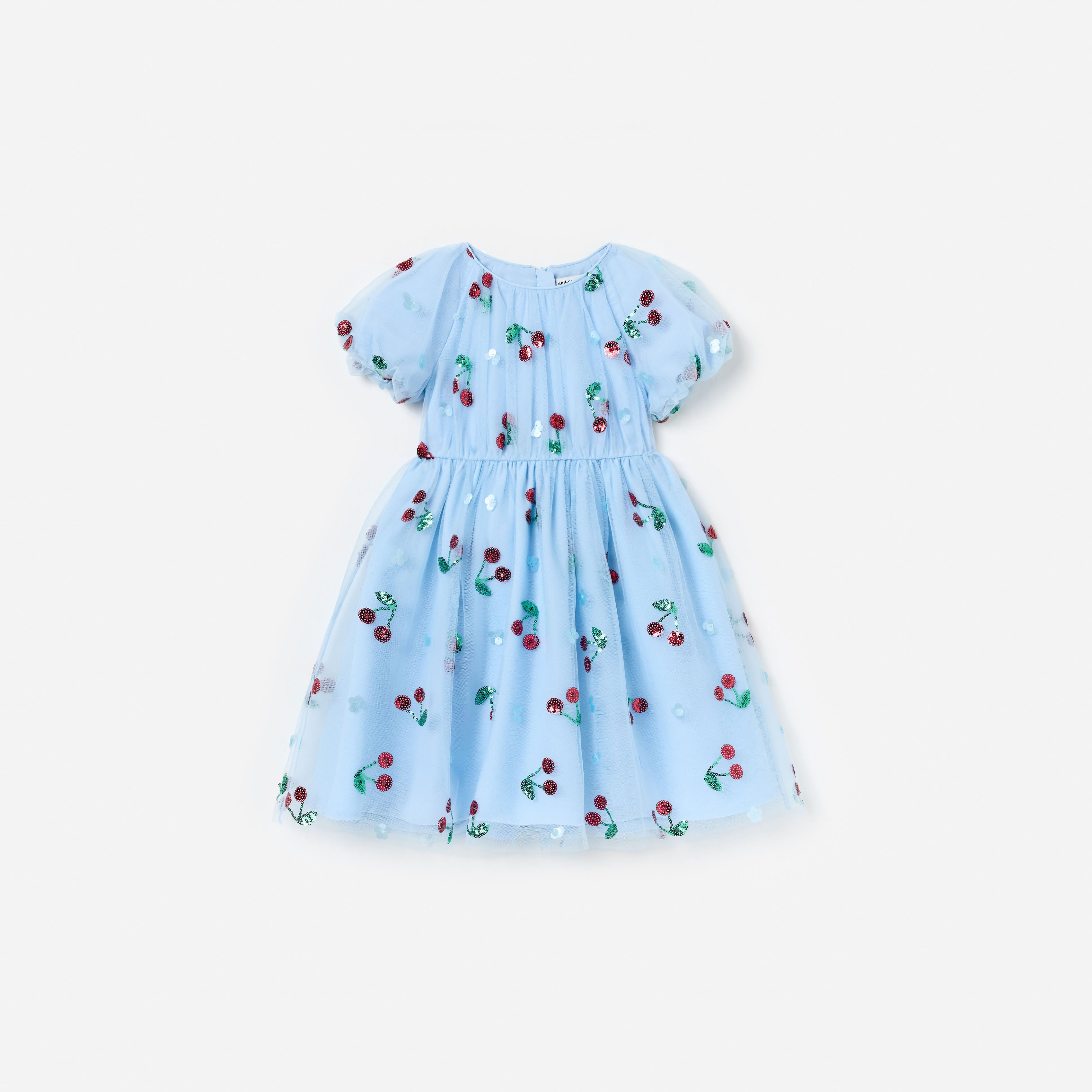 Blue Cherry Sequin Mesh Dress  self-portrait