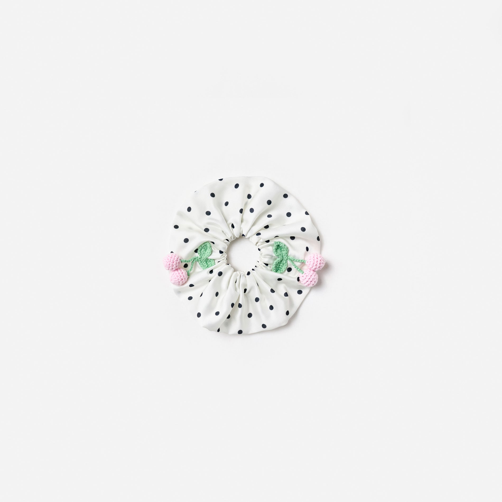 Cream Polka Dot Cherry Scrunchie