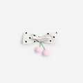 Cream Polka Dot Cherry Motif Hair Clip