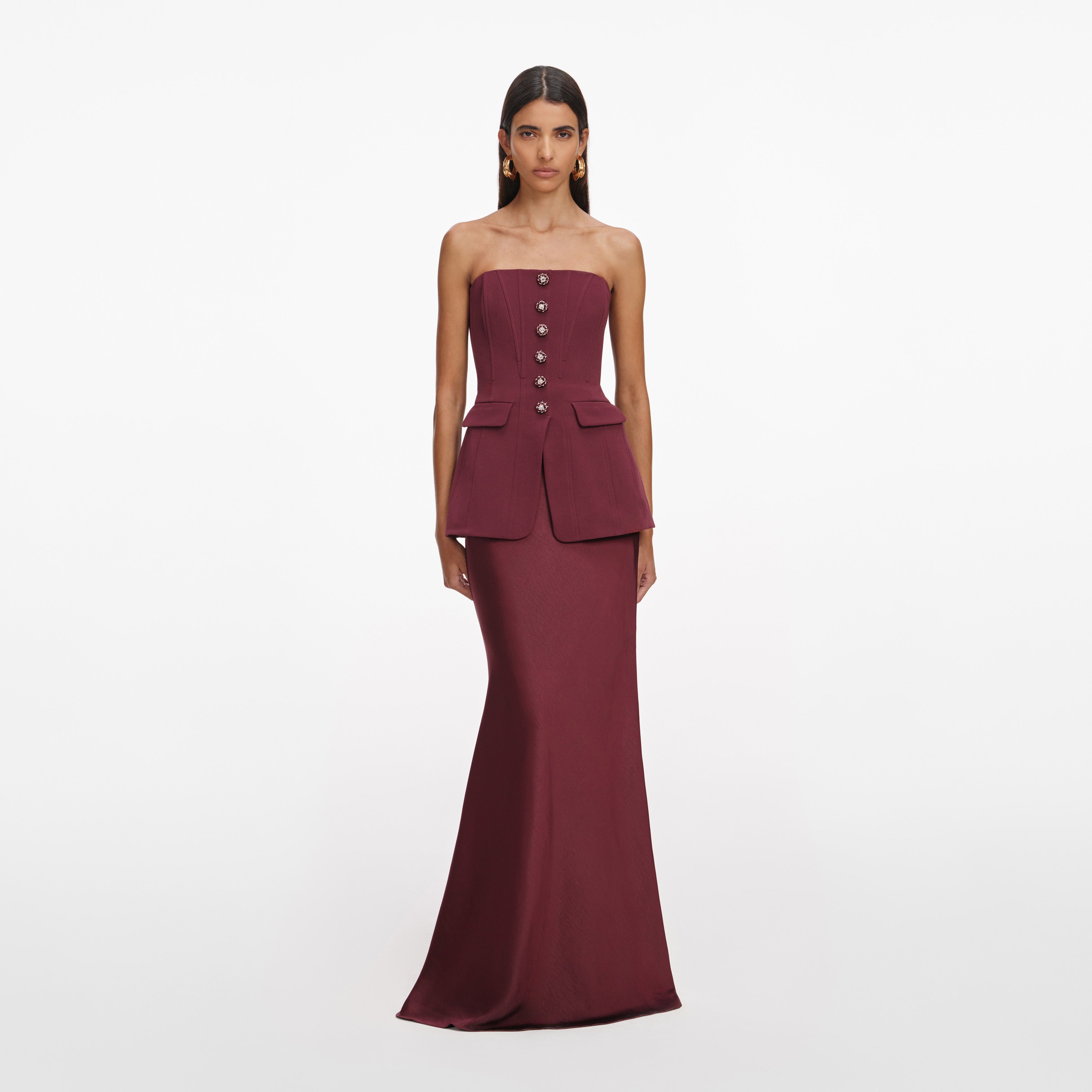 chinese dress ladies Burgundy Bandeau Felicty Midi Dress
