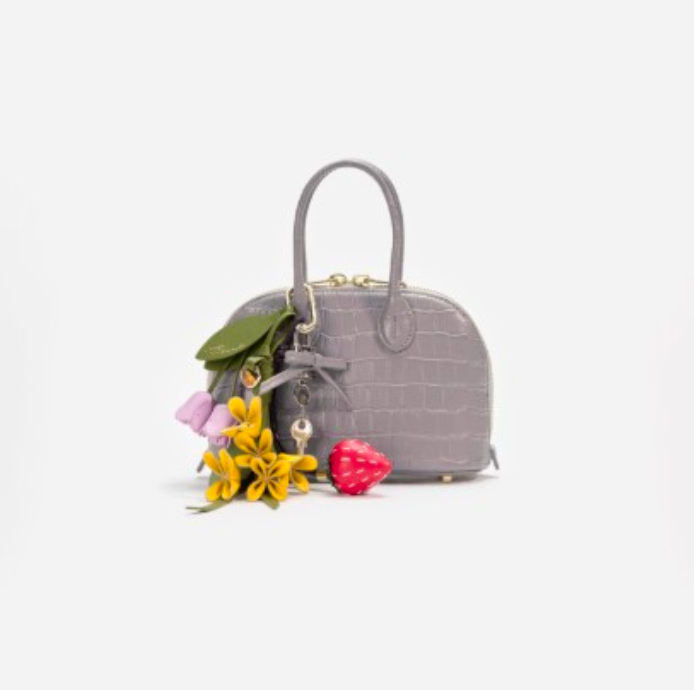 Embossed Leather Grey Mini Bag