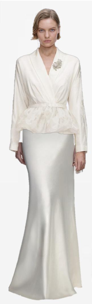 Cream Jacquard Tailored Maxi Dress