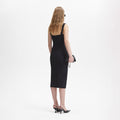Black Boucle Sweetheart Midi Dress
